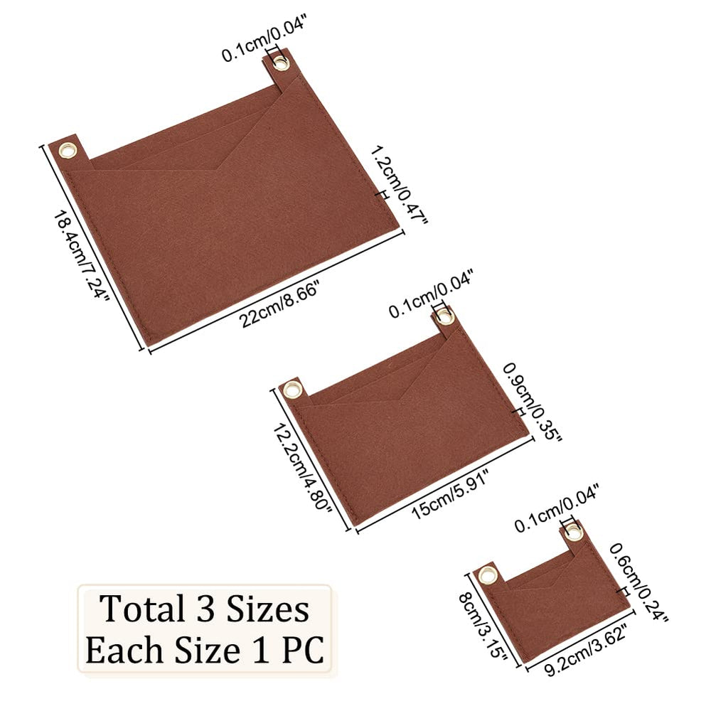 3 Sizes Purse Oganizer Insert, Felt Handbag Insert Liner with Eyelet Pouch Purse Clutch Crossbody Conversion Inside Storage Envelope Bag Pochette Accessories for Clutch Pochettes(No Chain)