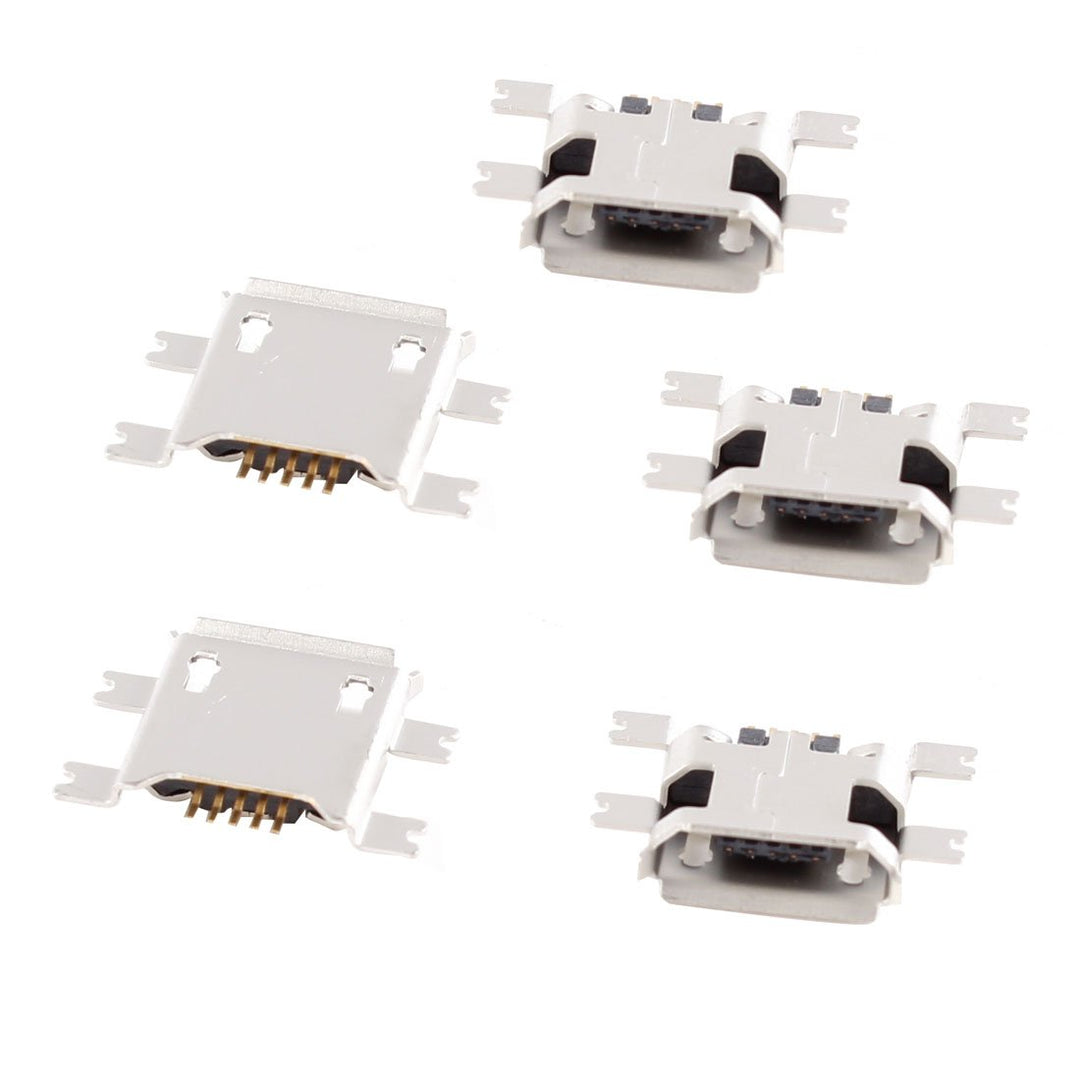 5 Pcs Mini Micro USB Type B Female Solder Plug Socket 180 Degree 5-Pin SMT Jack Connector Repair Replacement