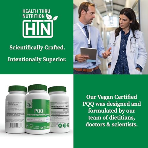 PQQ 40mg 120 Servings Pyrroloquinoline Quinone as PureQQ | Promotes Mitochondrial Biogenesis | Certified Vegan | Non-GMO Gluten Soy Free Capsules| Clean Label PQQ Supplement
