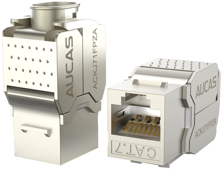 Cat6a Cat7 Keystone Jack Crimping for Cable, RJ45 FTP Tool-Less Type Zinc Alloy Module Shielded Keystone Terminate Adapter 10 Gigabit Modular Jack for Faceplate Wall Box & Patch Panel (10PCS/Pack)