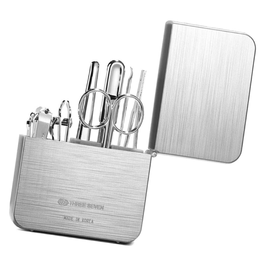Silver : World No. 1. Three Seven (777) Travel Manicure Grooming Kit Nail Clipper Set (7 PCs, TS-4112C), MADE IN KOREA, SINCE 1975