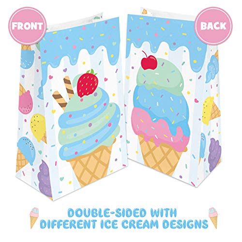 Ice Cream Party Favor Bags Ice Cream Popsicle Social Gift Bags for Summer Sprinkles Goodie Treat Bags Teenagers Themed Birthday Party Supplies Set of 24