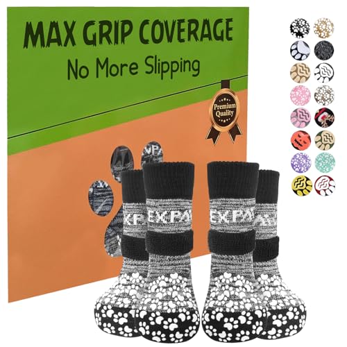 6Pcs Anti-Slip Dog Socks to Prevent Licking Paws,Dog Shoes for Hot/Cold Pavement,Best Paw Protector Traction Control on Hardwood Floor,Dog Booties for Puppy Small Medium Large Senior Dogs