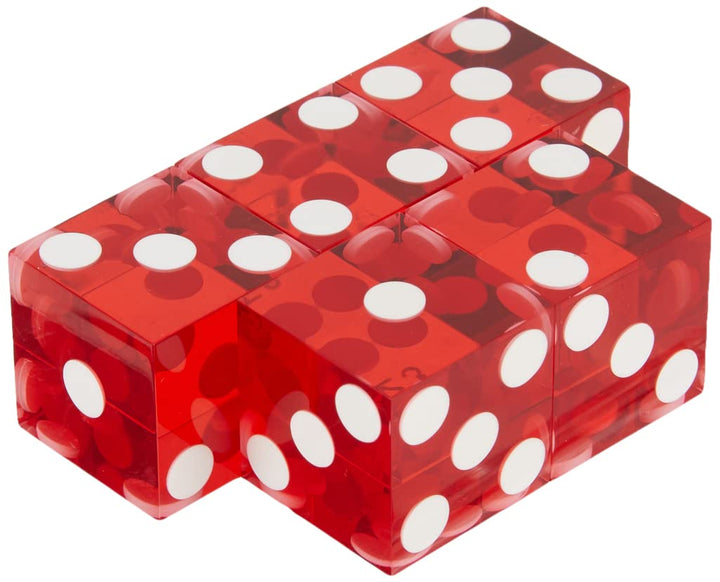 10-DC19RED 19mm A Grade Serialized Set of Casino Dice (Red)