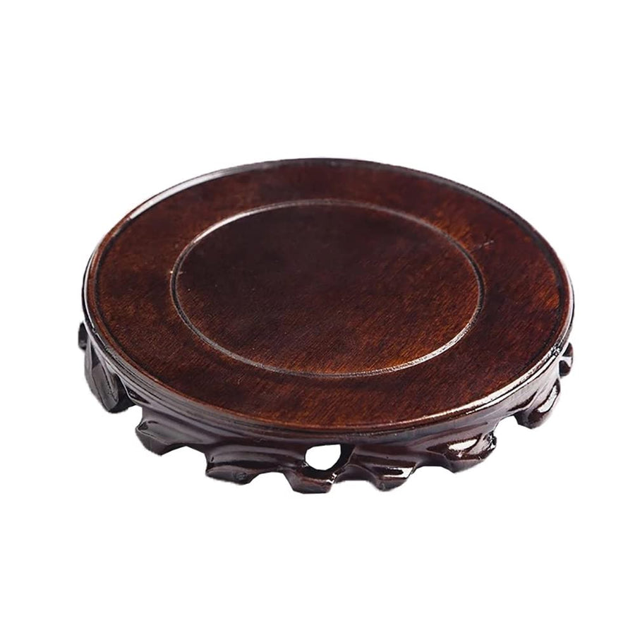 Wooden Rosewood Carved Base Chinese Vase Buddha Statue Stone Plant Display Stand Large Round Craft Collection Pedestal