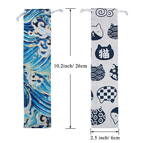 20 Pieces Straw Carrying Case Reusable Straws Cutlery Pouch Portable Straw Travel Canvas Bag for Straws, Knife, Fork, Spoon, Chopsticks
