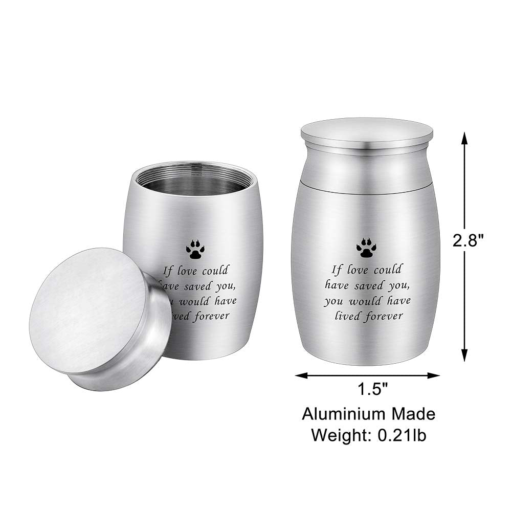 3 Inches Small Keepsake Urn for Pet Dog Ashes Aluminum Mini Cremation Urns for Dog Cat Memorial Ashes Urn for Sharing Fur Friend Ashes-If Love Could Have Saved You
