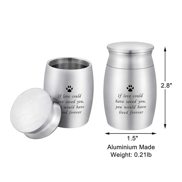 3 Inches Small Keepsake Urn for Pet Dog Ashes Aluminum Mini Cremation Urns for Dog Cat Memorial Ashes Urn for Sharing Fur Friend Ashes-If Love Could Have Saved You