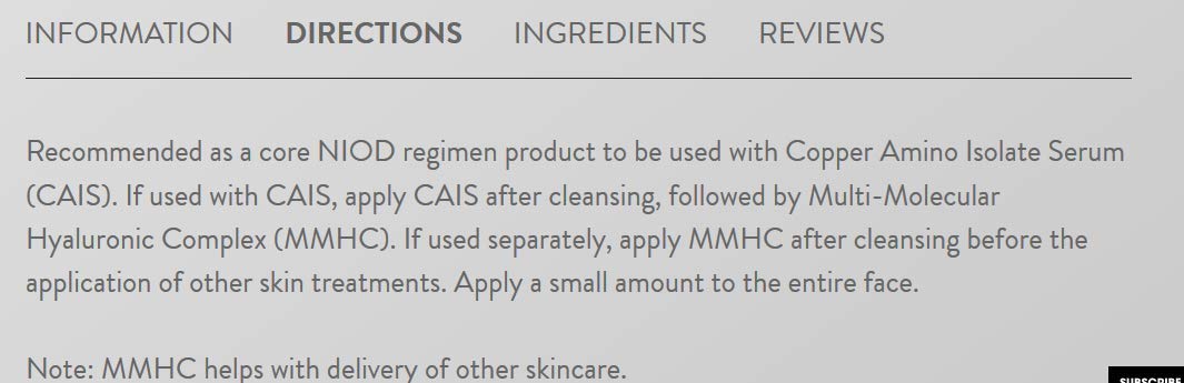 NIOD Multi-Molecular Hyaluronic Complex - 1 Oz