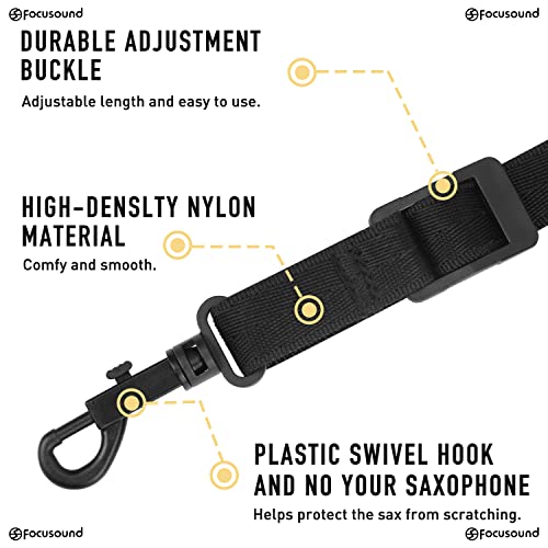 Upgraded Length Tenor Saxophone Neck Strap Soft Sax Leather Strap Padded for Alto and Tenor Saxophone