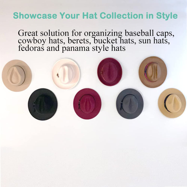 Adhesive Hat Hooks for Wall Hat Hanger Decorative Cap Holder Extended Wooden Pegs Towel Hooks for Door Bathroom Closet Cabinet Entryway Wardrobe-8 Pack