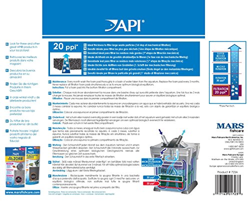 API FILSTAR XP FILTRATION FOAM 20 PPI Aquarium Canister Filter Filtration Pads 2-Count (723A)