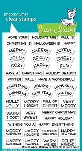 LAWN FAWN Clear Stamps 4X6-Reveal Wheel Holiday Sentiments, Multi