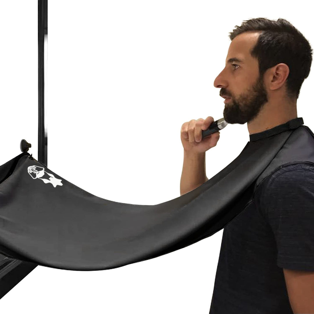 Black : Beard Hair Catcher Apron Bib Cape for Shaing and Grooming with Suction Cups for Mirror, Black