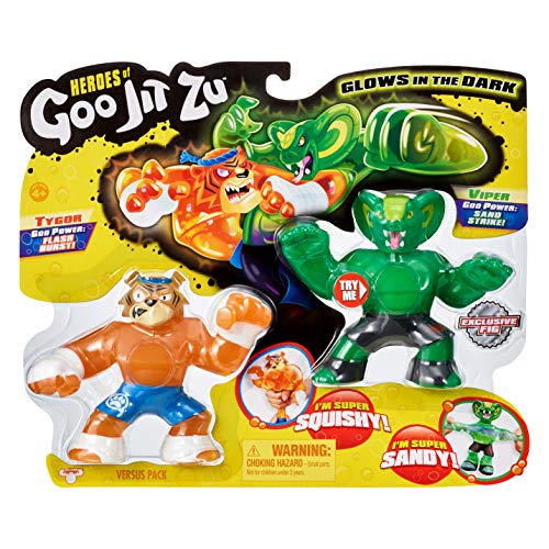 Heroes of 2 Pack of Glow in The Dark Action Figures, Tygor Vs Viper
