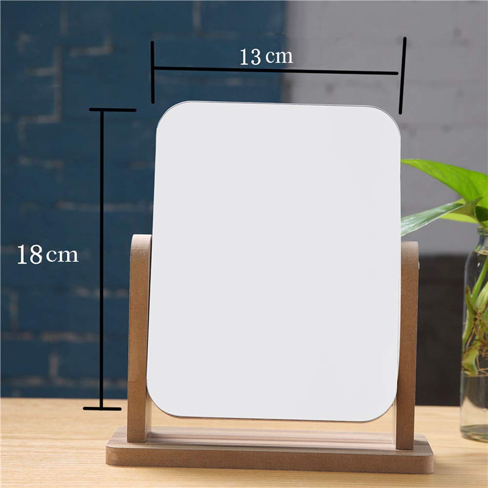 Makeup Mirror with Natural Wood Stand Portable Table Desk Countertop Mirror Bathroom Shaving Make Up Mirror (LT Brown)