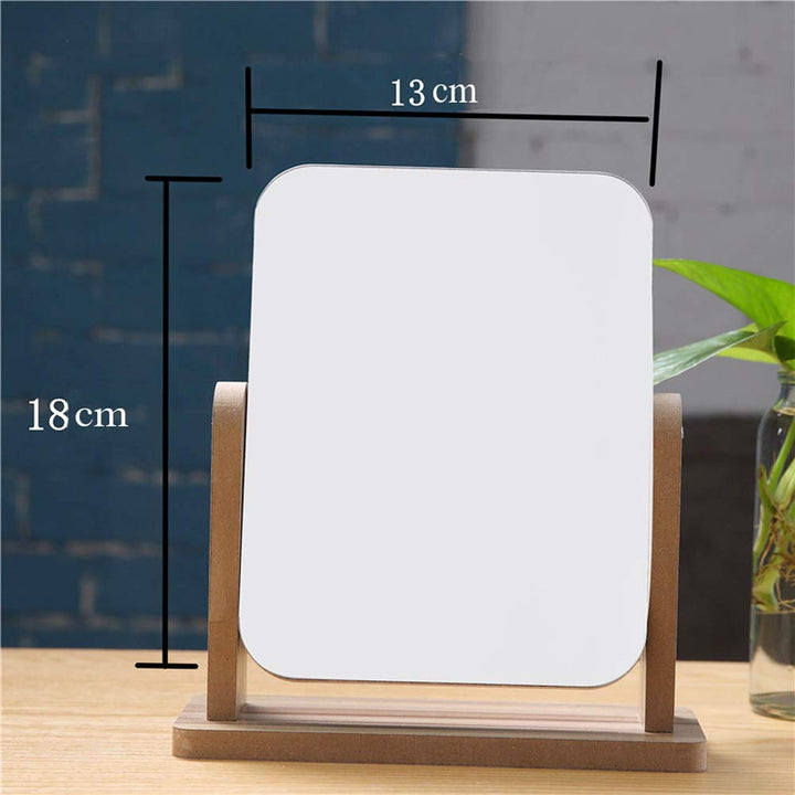 Makeup Mirror with Natural Wood Stand Portable Table Desk Countertop Mirror Bathroom Shaving Make Up Mirror (LT Brown)