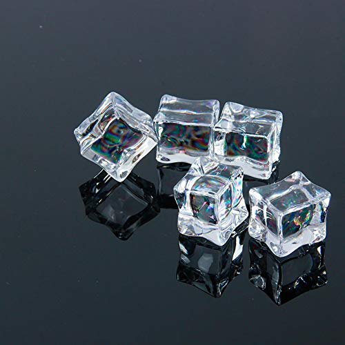 Acrylic Ice Cube, 10 PCS Clear Fake Acrylic Ice Cubes Square Shape, 1.2 Inch Transparent Artificial Acrylic Plastic Ice Rocks for Photography Props Kitchen Decoration (1.2 Inch)