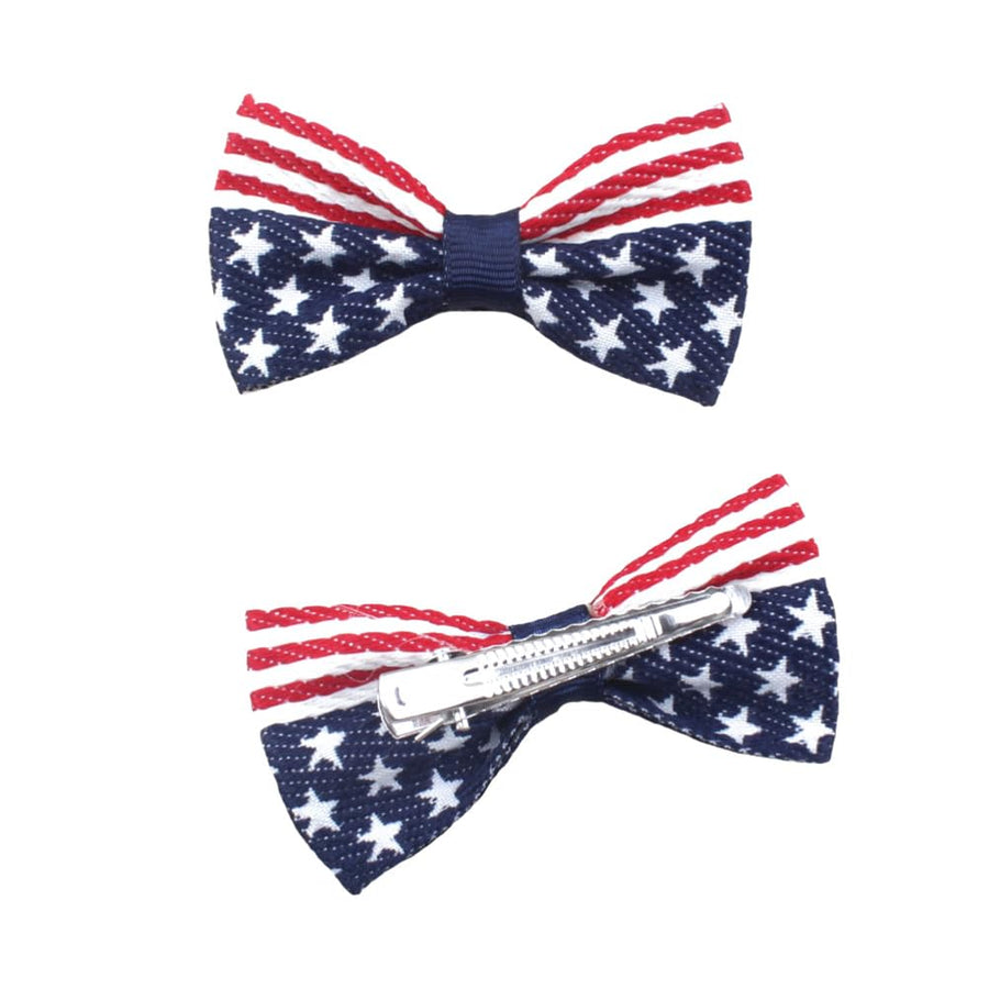 2 Pcs/Pack Baby Girls American Flag Hair Bow Hair Clips Fourth of July Hair Accessories Kids Patriotic Hair Bows Hairgrips