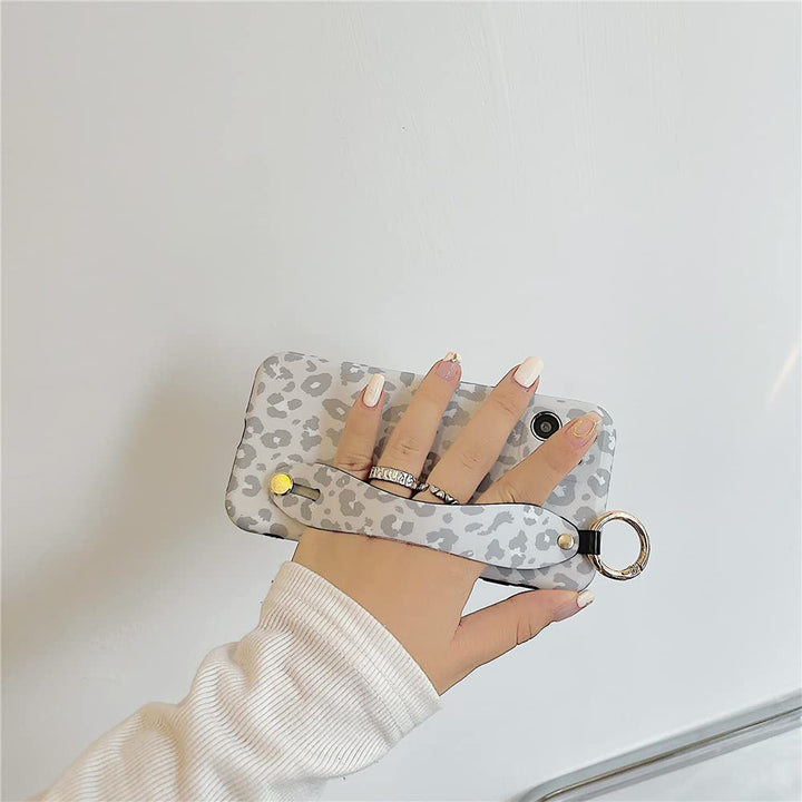 for iPhone 11 6.1 Case Fashion Leopard Pattern Hand Wrist Strap Stand Bracelet Phone Case with Camera Protection Cover Shockproof Special Hang Chain for iPhone 11 Cases (for iPhone 11 6.1)