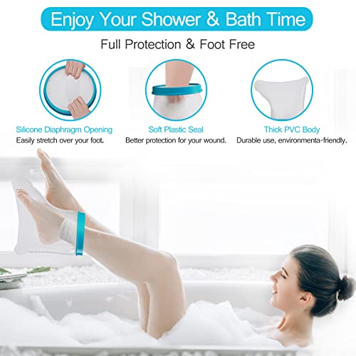 100% Waterproof Foot Cast Cover Wound Protector for Shower Bath, Watertight Cast Bag Covers for Broken Surgery Foot, Wound and Burns - Reusable [2024 New Upgrade]