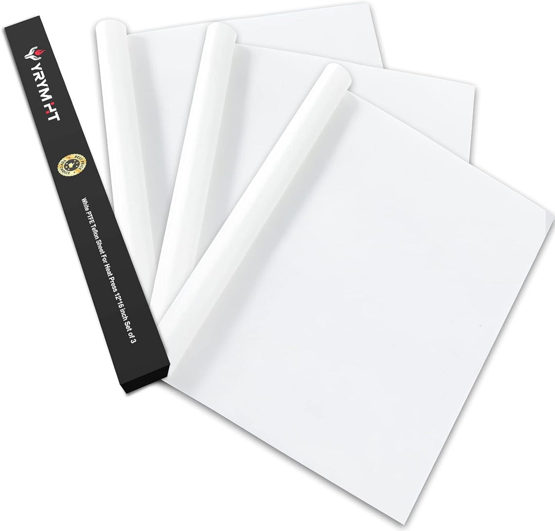 White Teflon Sheet for Heat Press - 3 Pack Non Stick Teflon Sheets 12 x 16 Heat Transfer Paper Reusable Heat Resistant Craft Mat