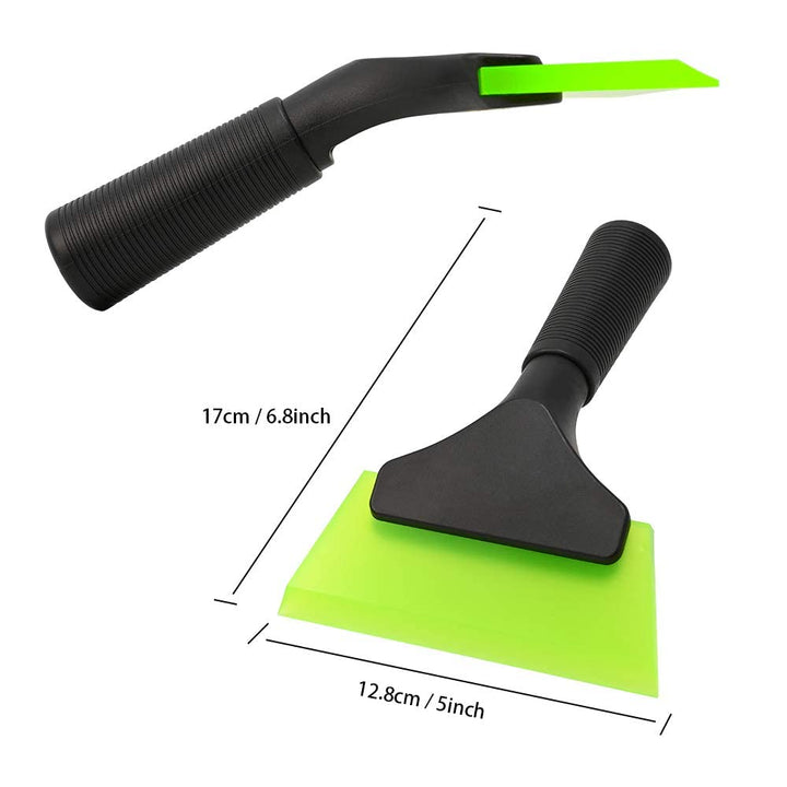 Small Squeegee with 5 Inch Green Rubber Blade Mini Wiper Window Tinting Tools for Mirror Glass Window Cleaner with Non-Slip Handle