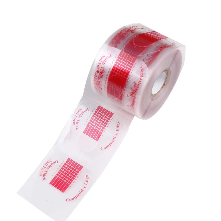 Beauty Leader 500 Pcs/Roll Nail Form Stickers Clear Nail Art Guide Form Acrylic UV Gel Tips Extension (C-Red)