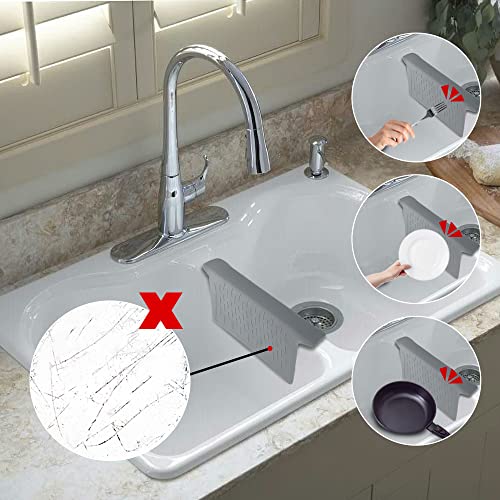 Sink Saddle Ultra Thin Silicone Sink Divider Mat Weak Suction Kitchen Sink Protector Super Soft Sink Mat No Odor 12.8&#39;&#39; x 11&#39;&#39;