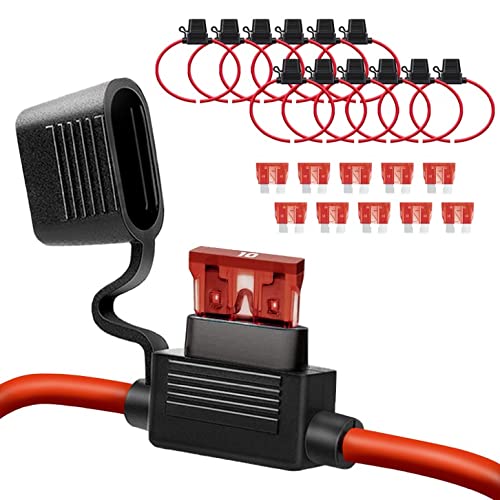 10 Pack 16 AWG Inline Fuse Holder - 12 Volts Fuse Holder for 10A Blade Fuse