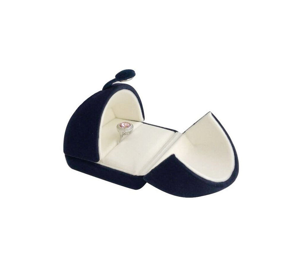 Elegant Blue Velvet Ring Box for Engagement Wedding Birthday Anniversary Valentine&#39;s Day Present Gift Luxurious Jewelry Case Storage Display Packaging Shows (Jewelry is not included)