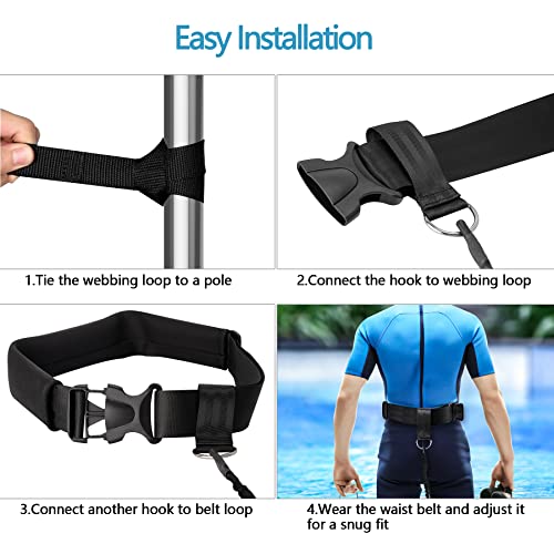 Hikeen Swimming Training Belt 4M Swimming Tether Swim in Place Harness Stationary Swimming Aquatic Resistance Belt (Swimming Belts)