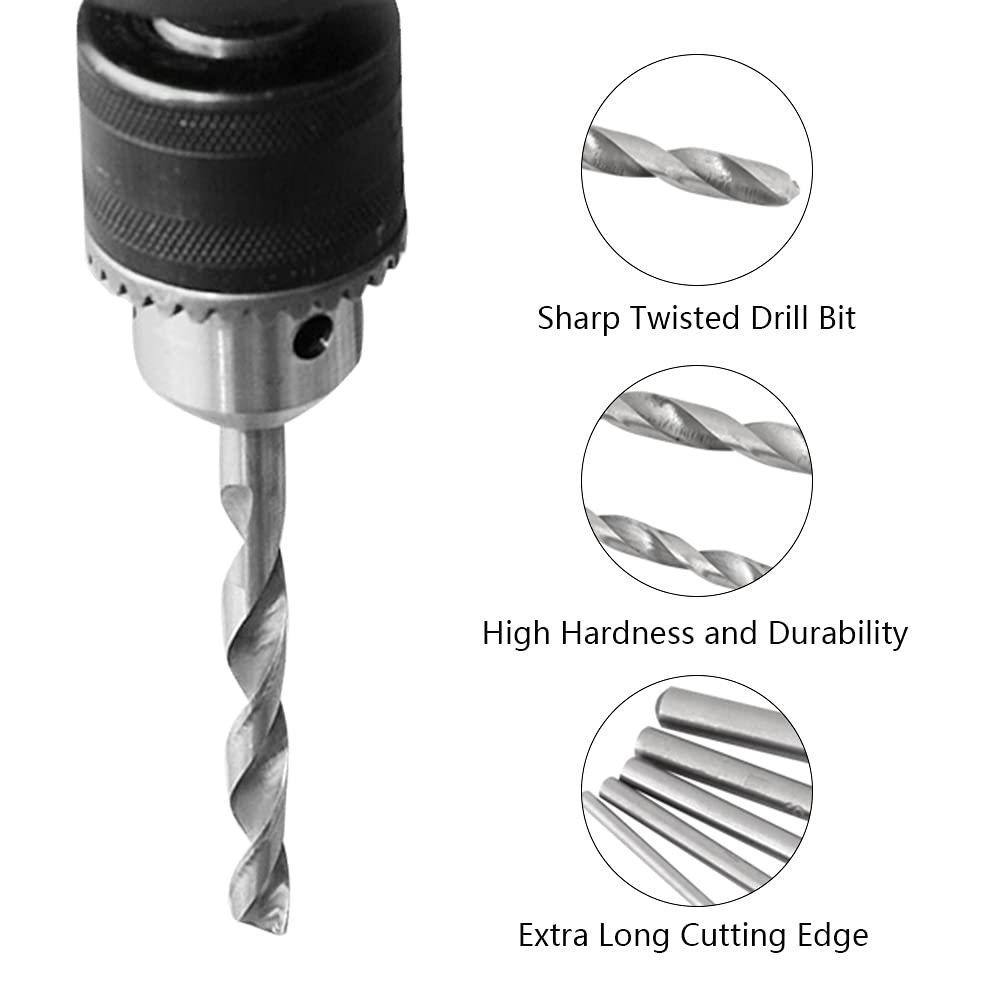 Extra Long Drill Bit Set, High Speed Steel Straight Shank Drill Bit 2/3/3.5/4/5mm Diameter 150mm to 160mm Long Drill Bit for Wood