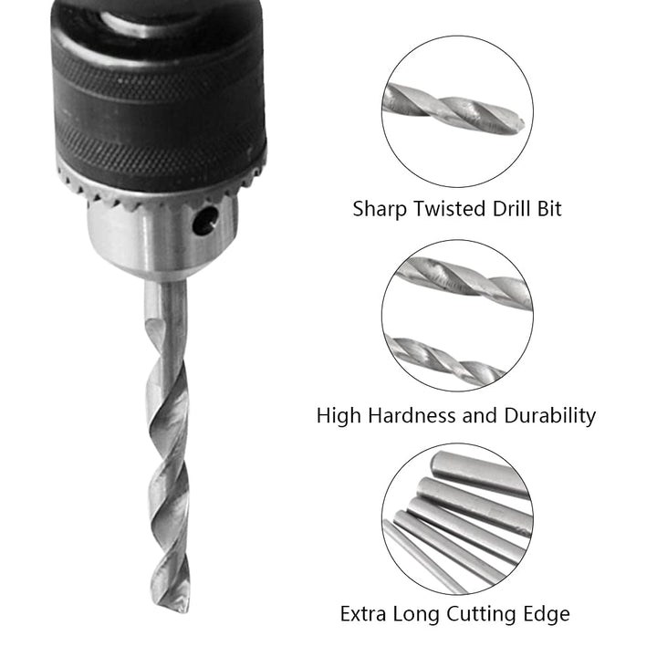 Extra Long Drill Bit Set, High Speed Steel Straight Shank Drill Bit 2/3/3.5/4/5mm Diameter 150mm to 160mm Long Drill Bit for Wood