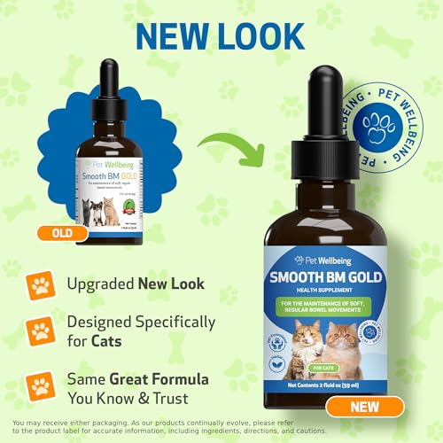 Smooth BM Gold for Cats - Gentle Constipation Relief for Felines - Natural Herbal Supplement 2 oz (59 ml)