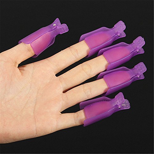 10Pcs Acrylic Nail Art Polish Remover Wrap Cleaner Superior Clip Caps (Purple)
