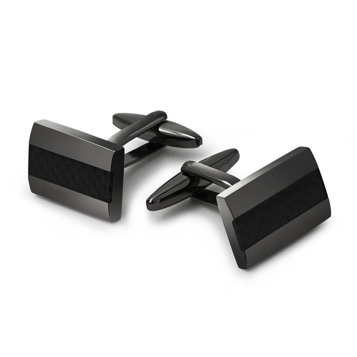 Handcrafted Carbon Fiber Cufflinks Rhodium Plated Cuff Links Set Business Christmas Gift