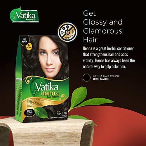 Henna Hair Color - Zero Ammonia Henna for 100% Grey Coverage, Strong and Shiny Hair, 6 Sachets X 10g (Rich Black)