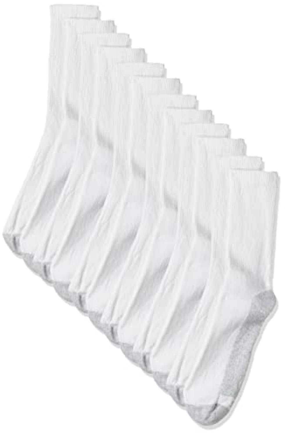 mens 6-pack Cushion crew socks, White, 6 12 US