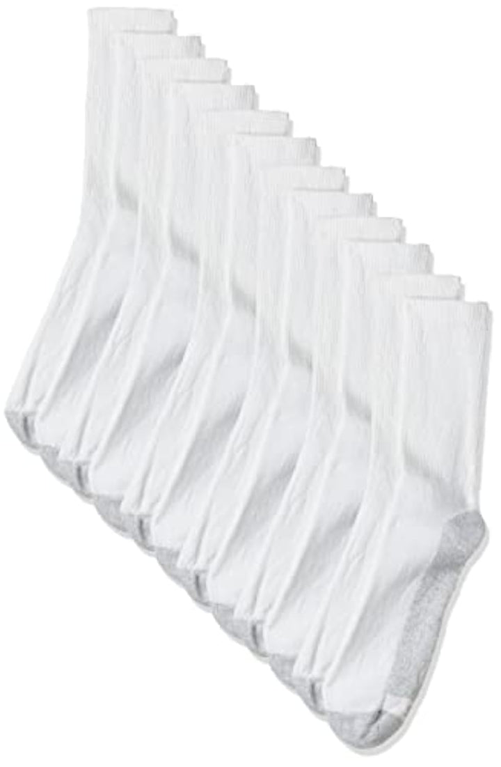 mens 6-pack Cushion crew socks, White, 6 12 US