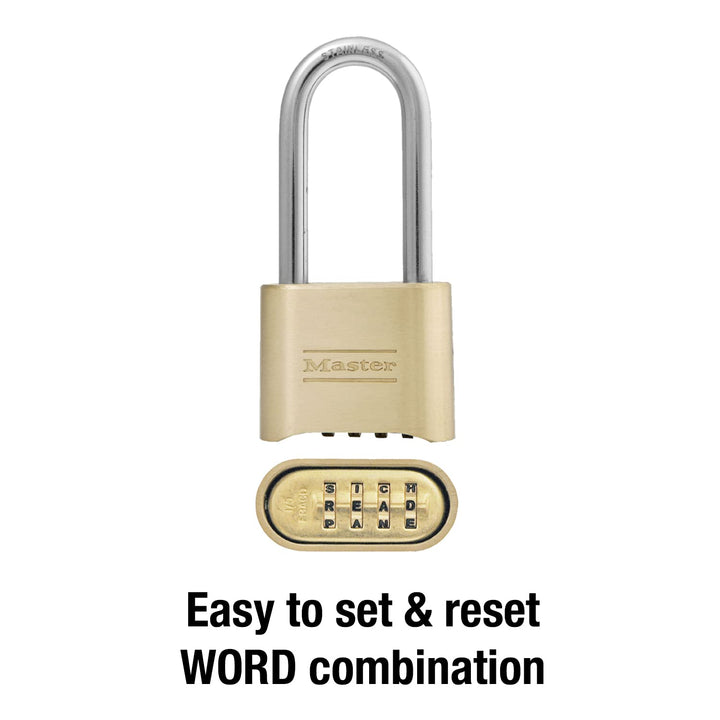 175DLHWD Set Your Own Word Combination Padlock 2-1/4 in. Shackle Brass Finish