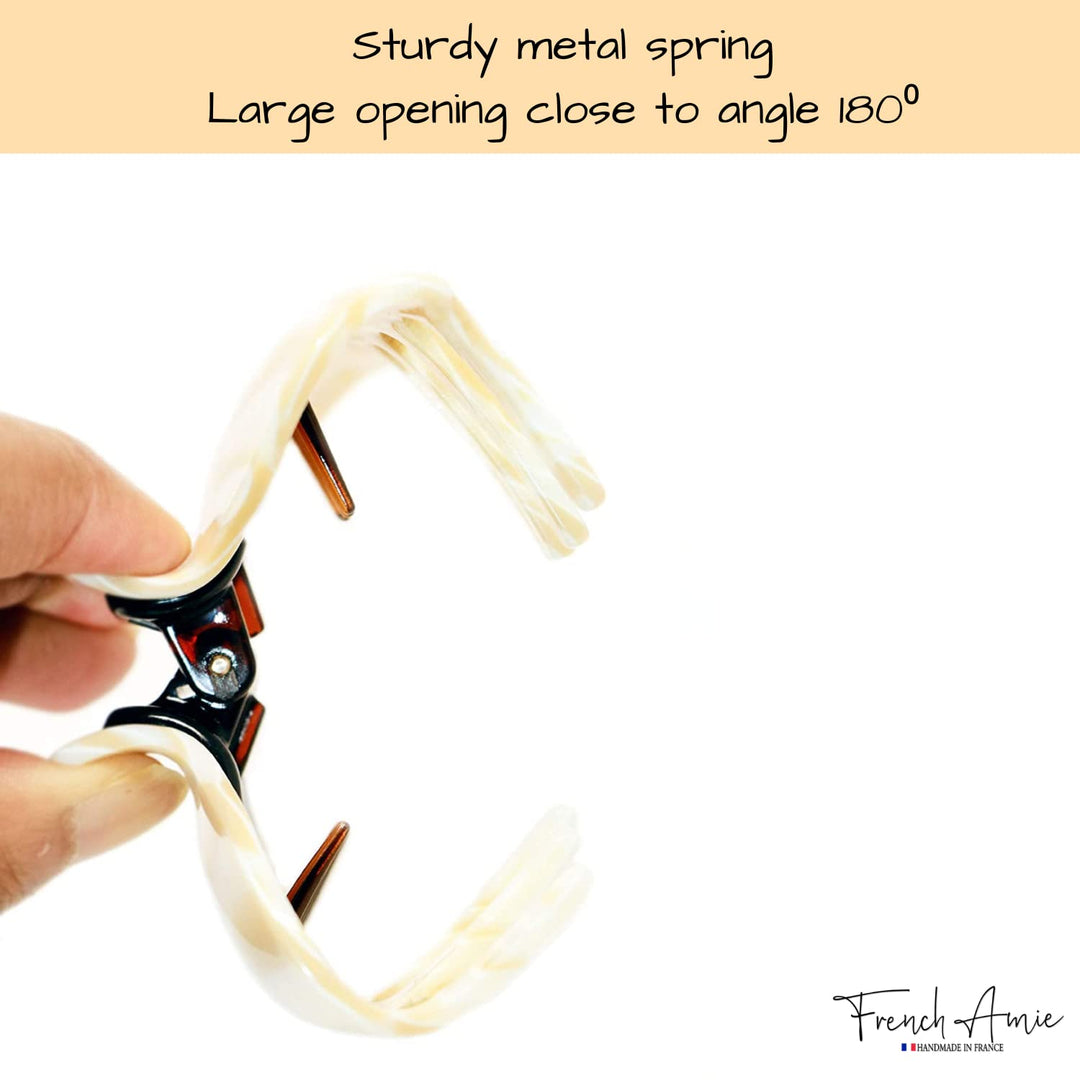 Tubular Marble Ivory Handmade Large Hair Grip Claw Clips Clamps Indoor Outdoor for Women and Girls (7.5 cm/ 3 Inch)