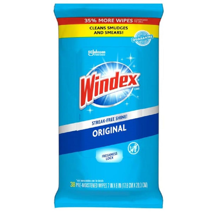 Windex Wipes Glass Cleaning Ammonia Free, Pre-Moistened