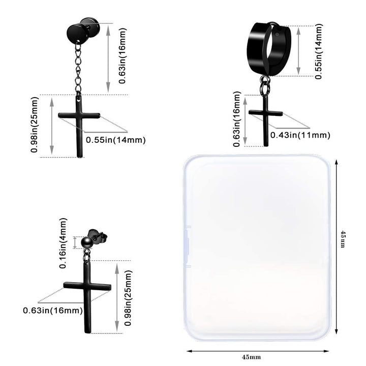 ONESING 15 Pairs Earrings for Men Black Stud Earrings M