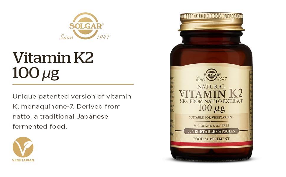 Solgar Vitamin K2 MK7 100mcg Vegetable Capsules Support