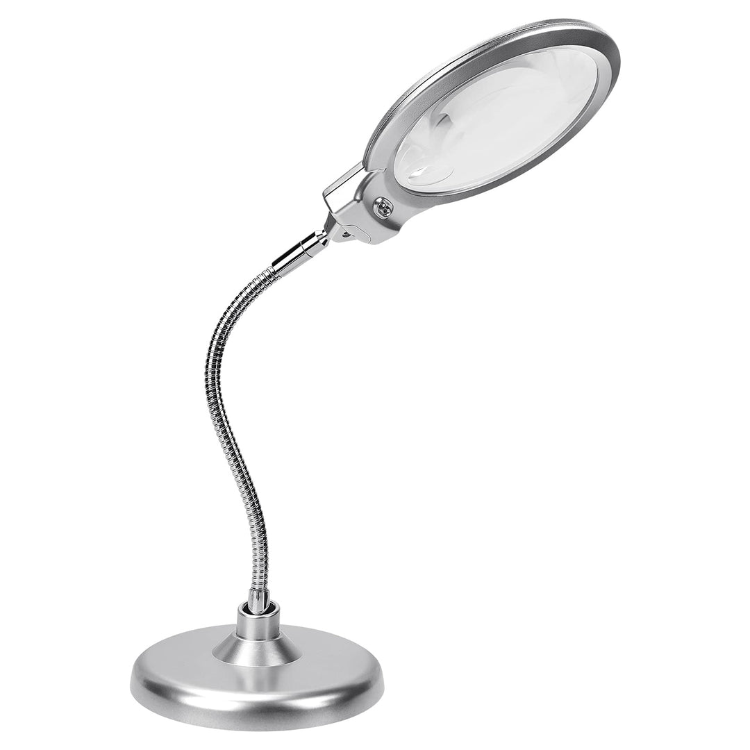 Magnifying Lamp, 10X 5X Desktop Magnifying Glasses with Light and Stand Hands Free Led Magnifying Glass 360° Flexible Magnifier Lamp for Crafts, Reading, Studying,Sewing, Repairing, Hobbies