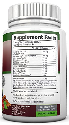KIDNEY CLEANSE - Detox and Support For Urinary Tract, Bladder and Kidneys - All Natural Herbal Supplement Formula With Organic Cranberry, Astragalus, Turmeric, Goldenrod, Gravel Root, Juniper and More