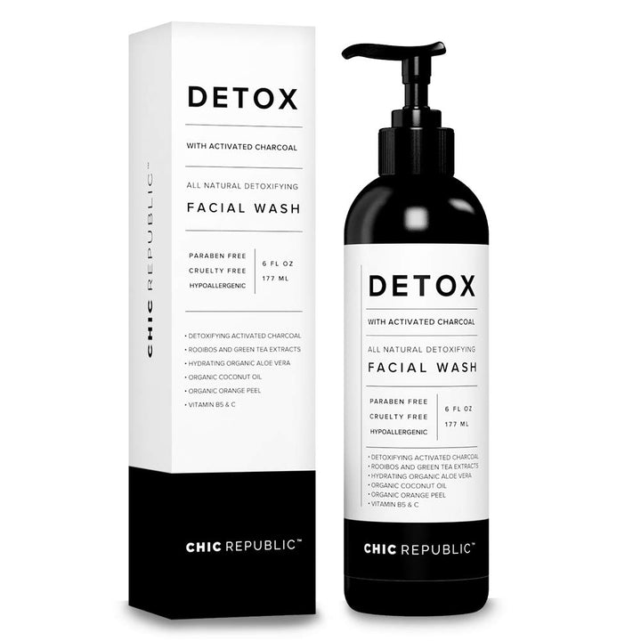 All Natural Activated Charcoal Facial Cleanser - Organic Daily Acne Treatment, Face Wash for Smooth Skin, Pore Minimizing Facewash, Anti Aging Skin Rejuvenation, Aloe Vera Gel, Coconut Oil