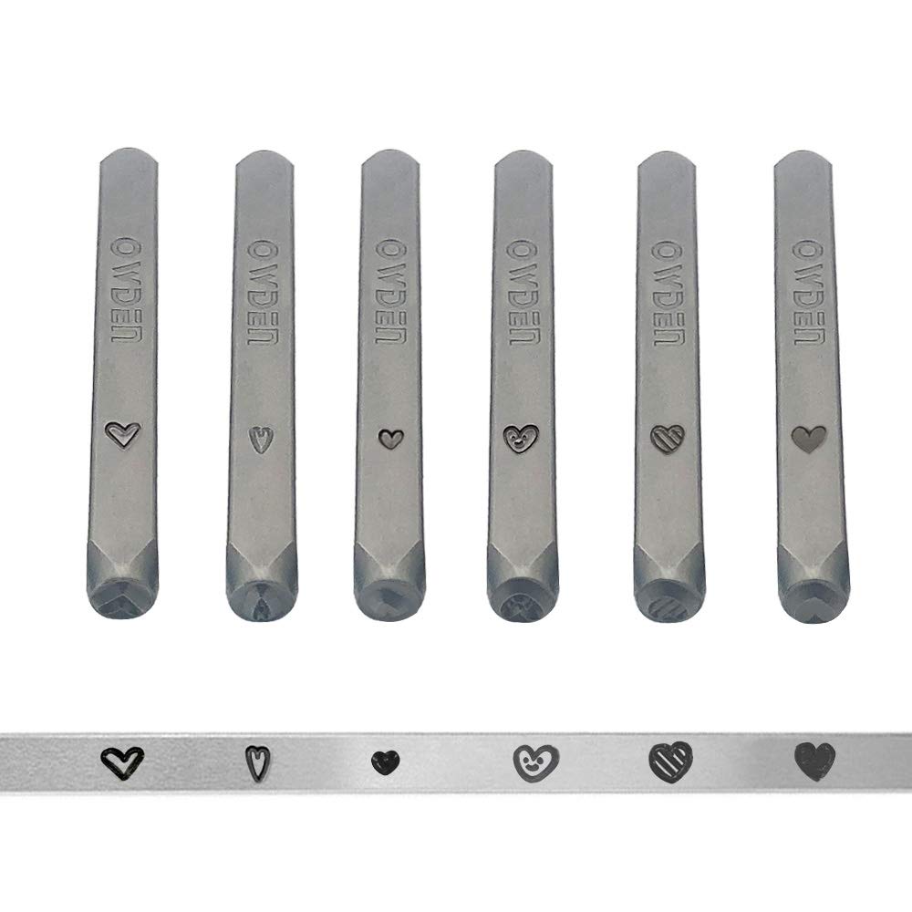 Jewelry Metal Stamps Set,6pcs Heart (Love) Metal Design Stamps,6 Styles Steel Stamp Heart Punch,Metal Love stmaps for Jewelry Working,Metal Blank Bangle Stamps