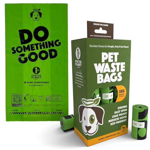 Poop Bags | Dog Waste Bags | Unscented, USDA Certified Biobased, Thick &amp; Leak Proof, Easy Open | Standard Size | 180 Count